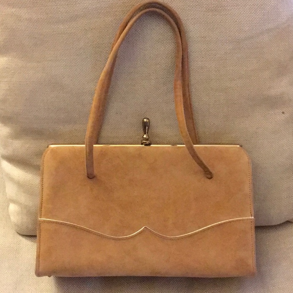 Vintage Lennox Tan Suede Women's Top-Handle Handbag